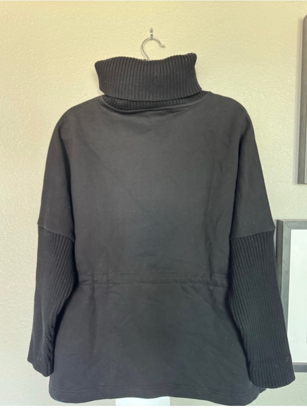 Varley Black High-Neck Pullover Sweater with Drawstring Waist - Picture 3 of 9